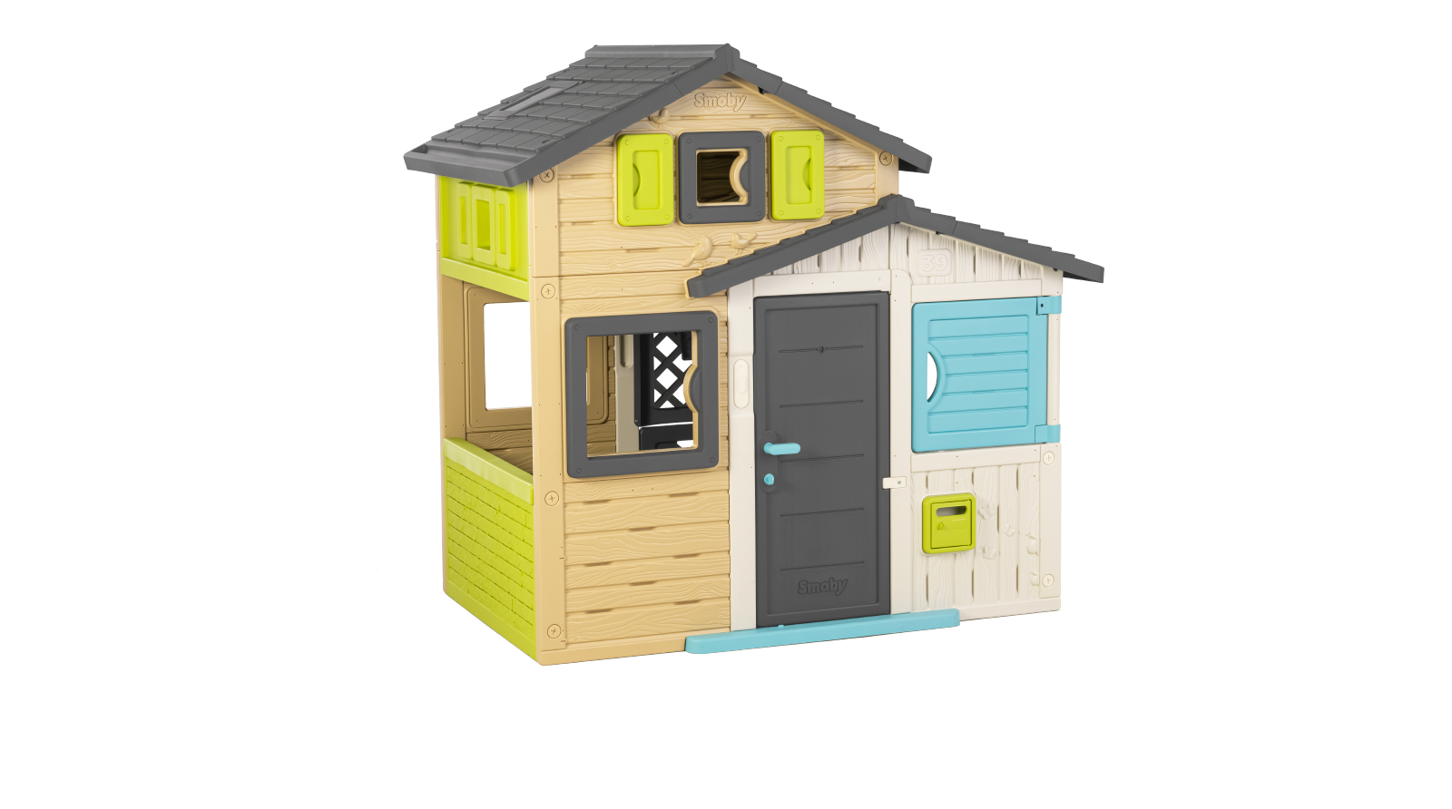 Friends House in eleganten Farben Friends House Evo Spielhaus Smoby erweiterbar 2 Türen mit Schlüssel 6 Fenster mit UV-Filter 162 cm Höhe SM810204
